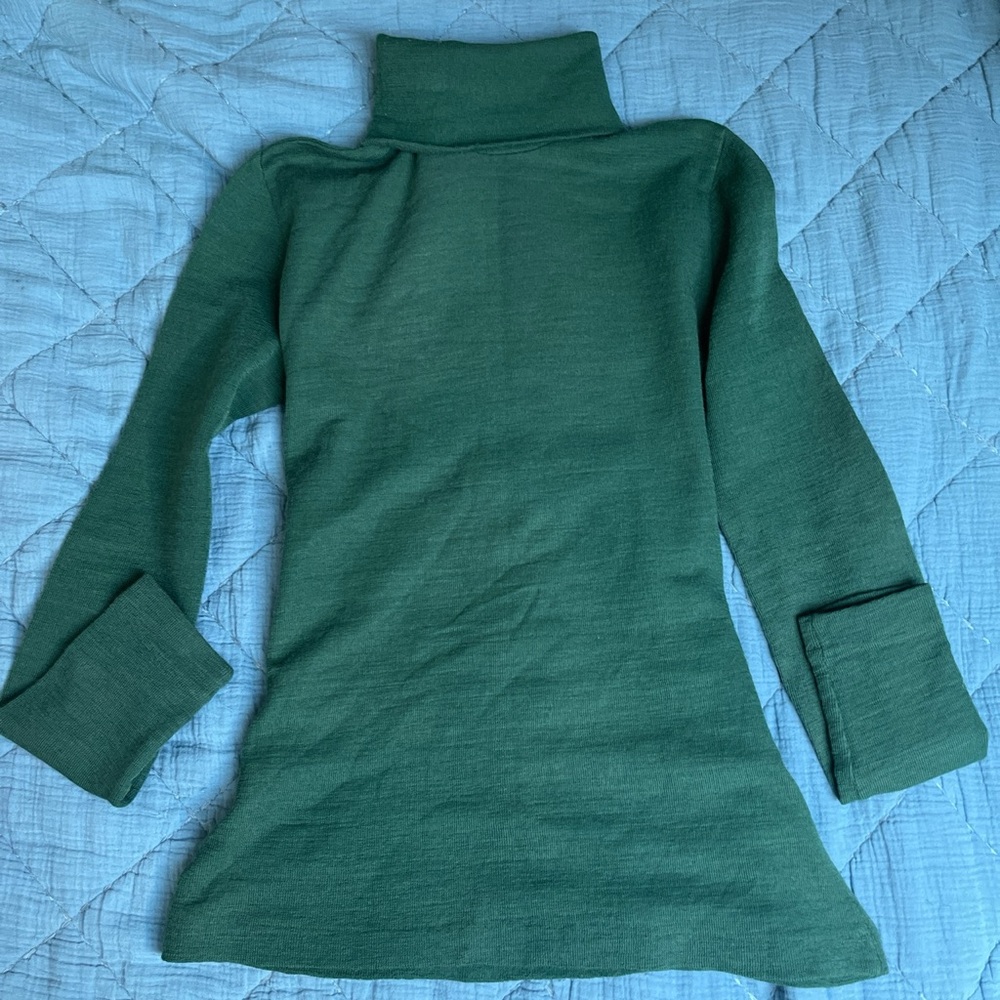 vintage green full length turtle neck top